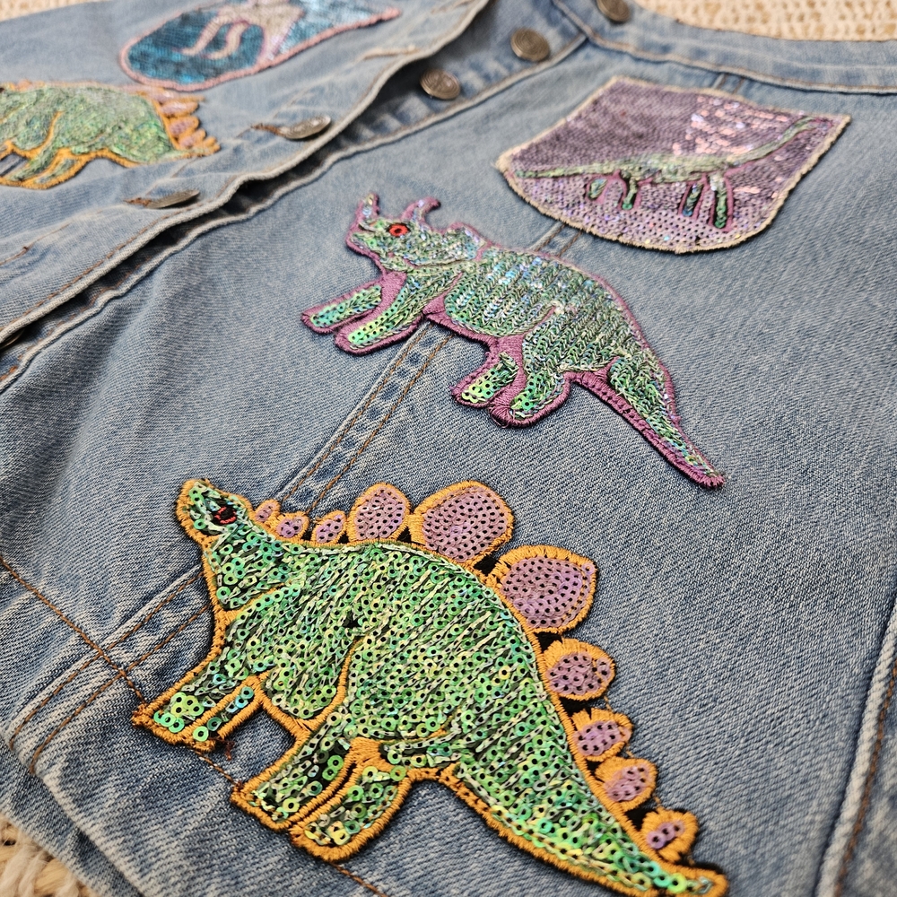 Denim Skirt with Dinosaur Patches - Picture 5 of 5